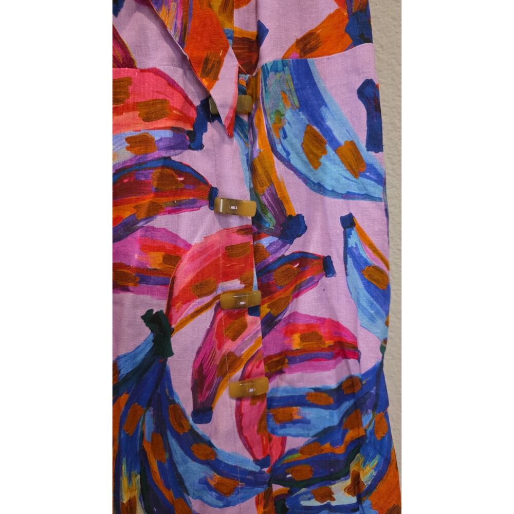 FARM Rio Colorful Bananas Wrap Dress Womens L Multicolor Abstract V-Neck Mini - Picture 7 of 15